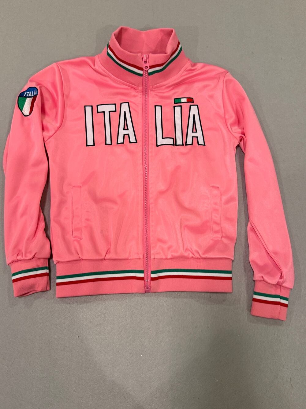 Infinity Italia Italy Youth Track Jacket Size 7/8 pink Embroidered